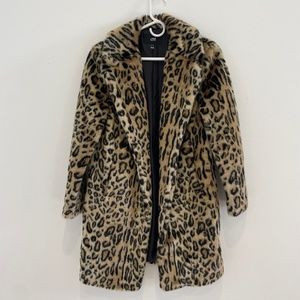 LINE Leopard print Faux-Fur coat